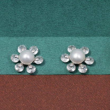 Pearl Bloom Stud Earrings 925 sterling silver