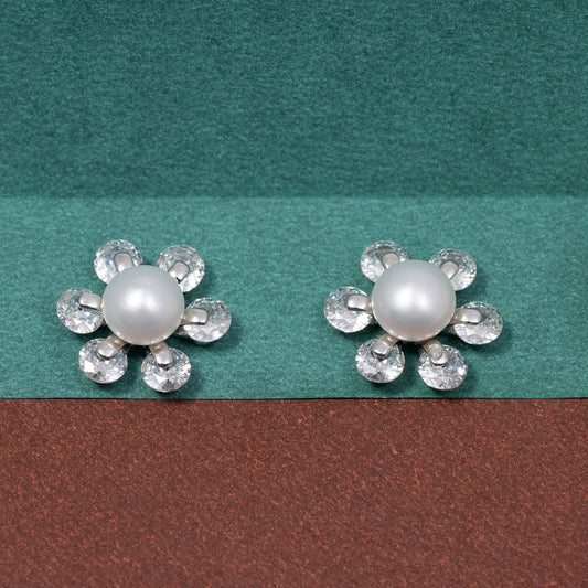 Pearl Bloom Stud Earrings 925 sterling silver