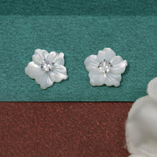 Floral Stud Earrings  925 sterling silver