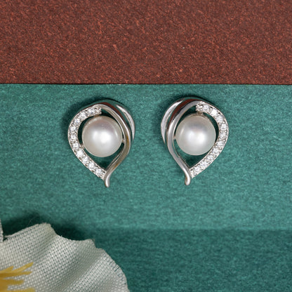 Elegant Pearl Stud Earrings 925 sterling silver