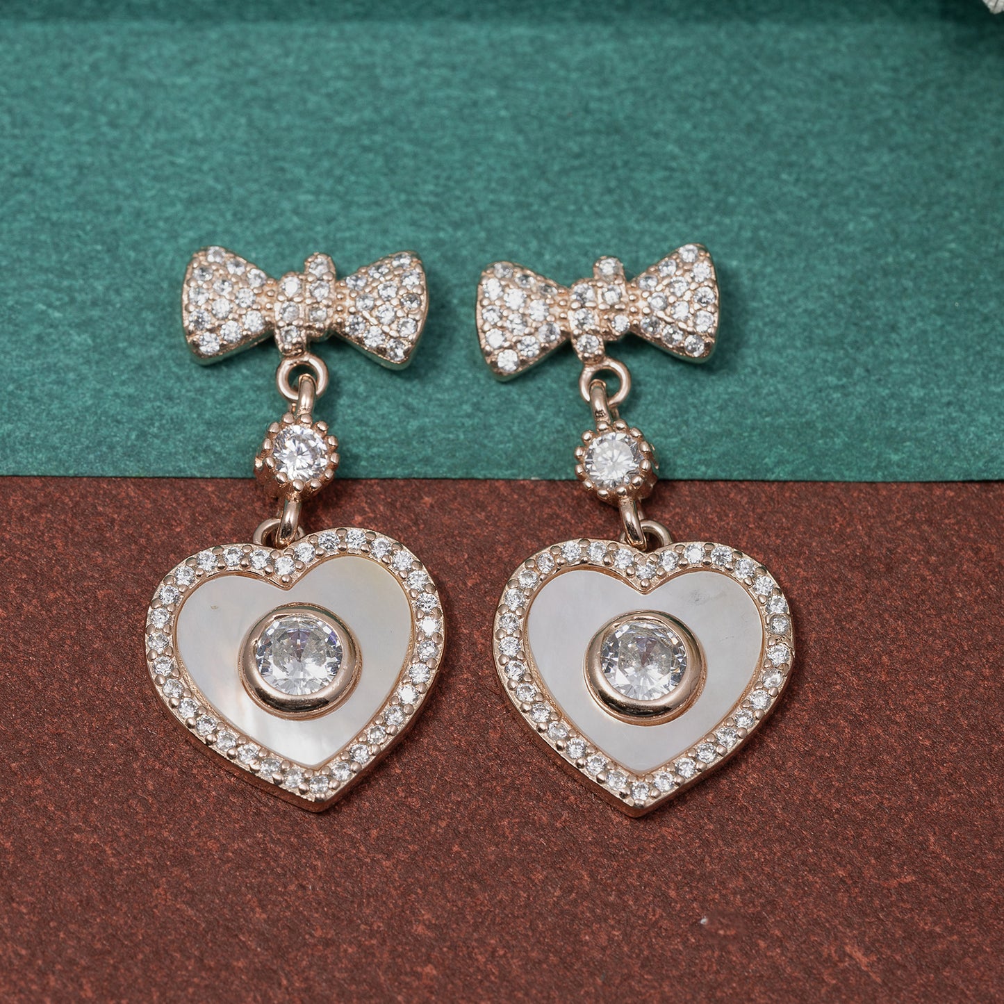 Romantic  Heart Drop Earrings 925 sterling silver
