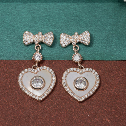 Romantic  Heart Drop Earrings 925 sterling silver
