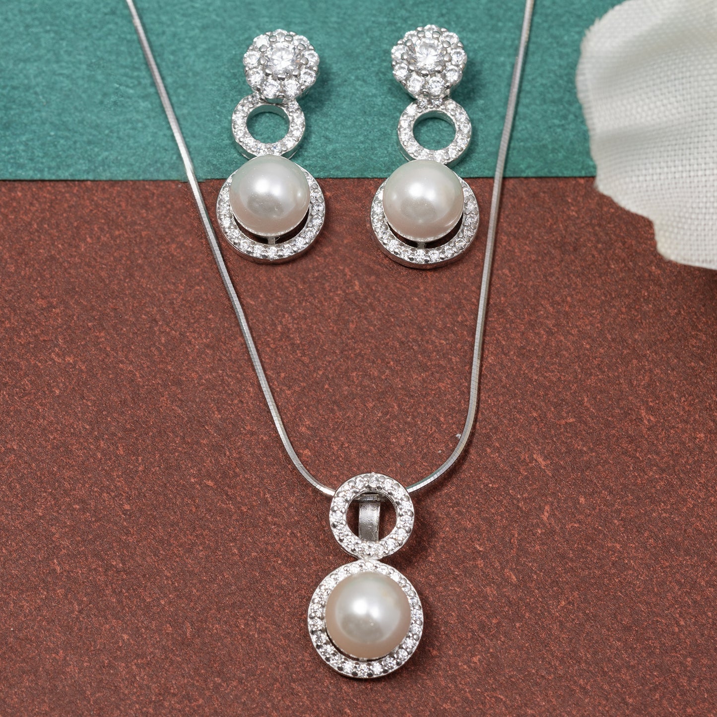 Halo pearl Set 925 sterling silver