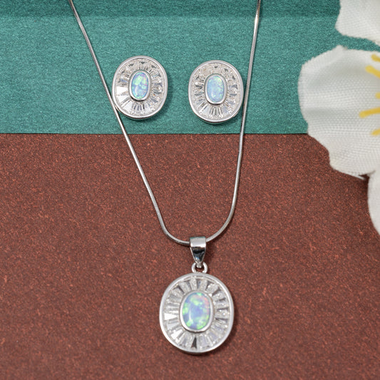 Opal Radiance pendant Set 925 sterling silver