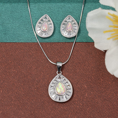 Blush Opal Teardrop pendant Set 925 sterling silver