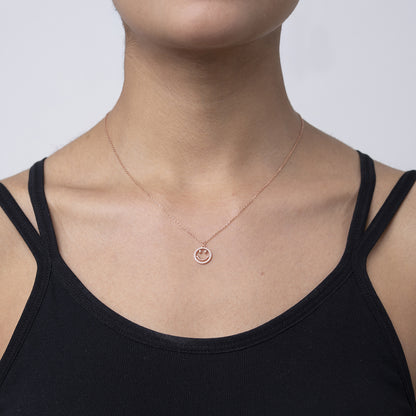 Rose Gold Smiley 925 sterling  silver chain Pendant