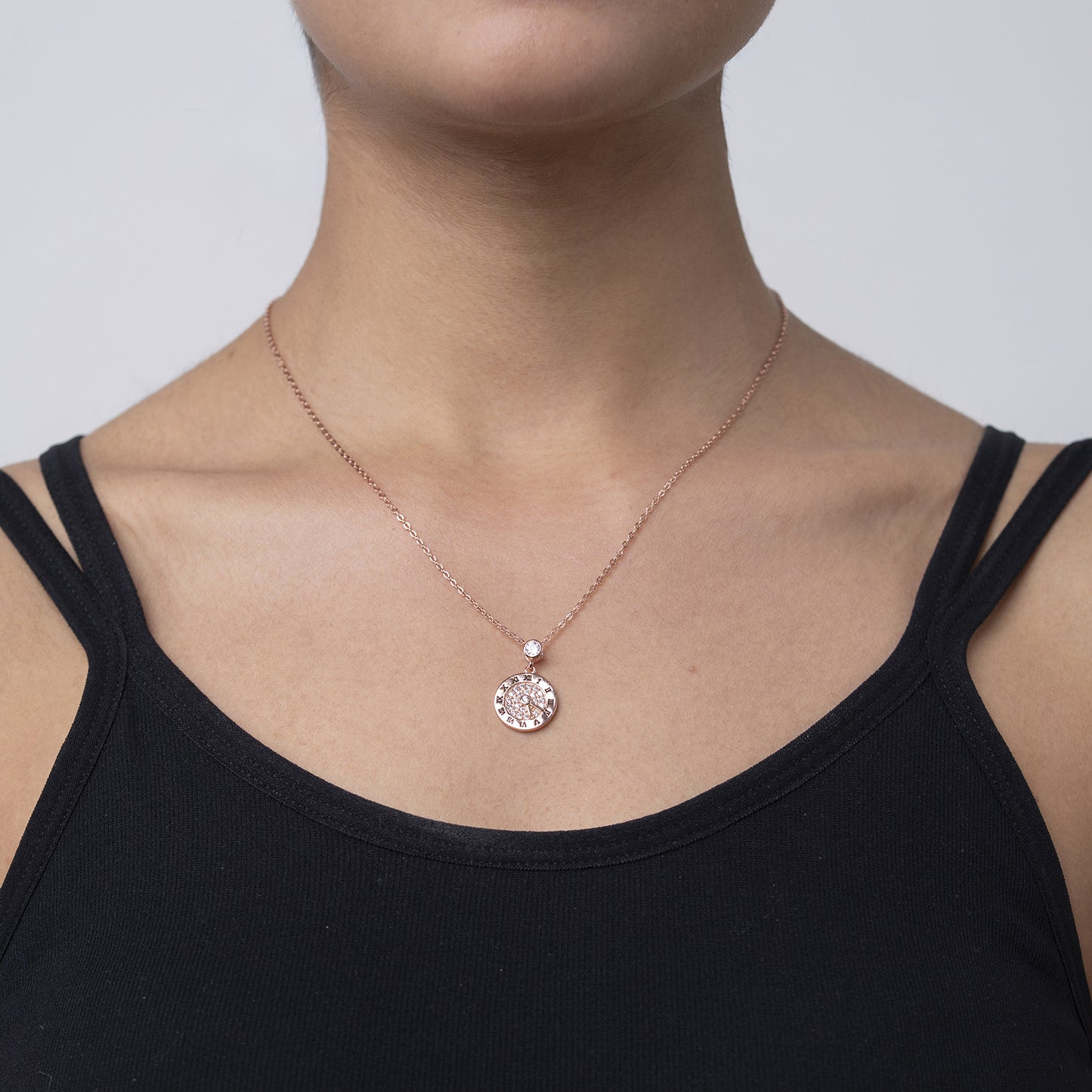 Timeless Roman Numeral  925 sterling silver chain Pendant