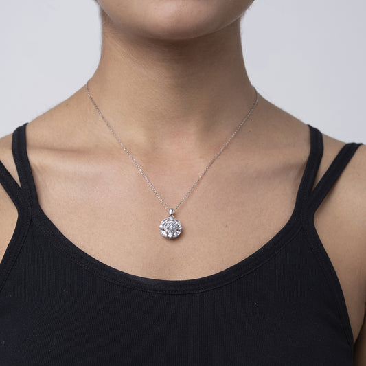Classic Floral solitare 925 sterling silver  chain Pendant