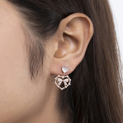 Heart & Bow Drop Earrings 925 sterling silver