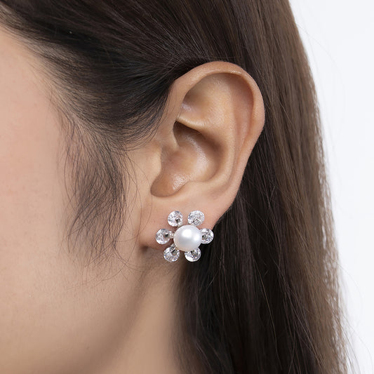 Pearl Bloom Stud Earrings 925 sterling silver