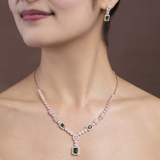 Emerald Radiance Sparkle 925 sterling silver Necklace