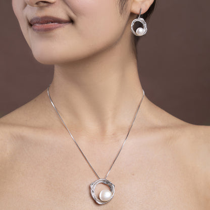 Modern Pearl pendant Set 925 sterling silver