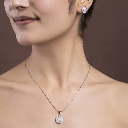 Blush Opal Teardrop pendant Set 925 sterling silver