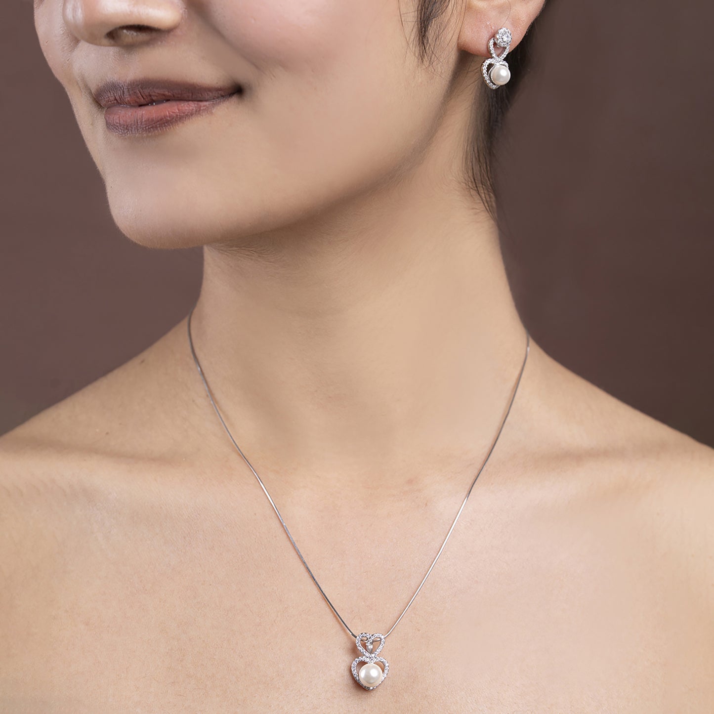 Heart  pearl Set 925 sterling silver