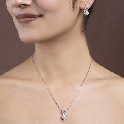 Heart  pearl Set 925 sterling silver
