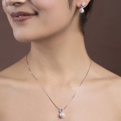 Halo pearl Set 925 sterling silver