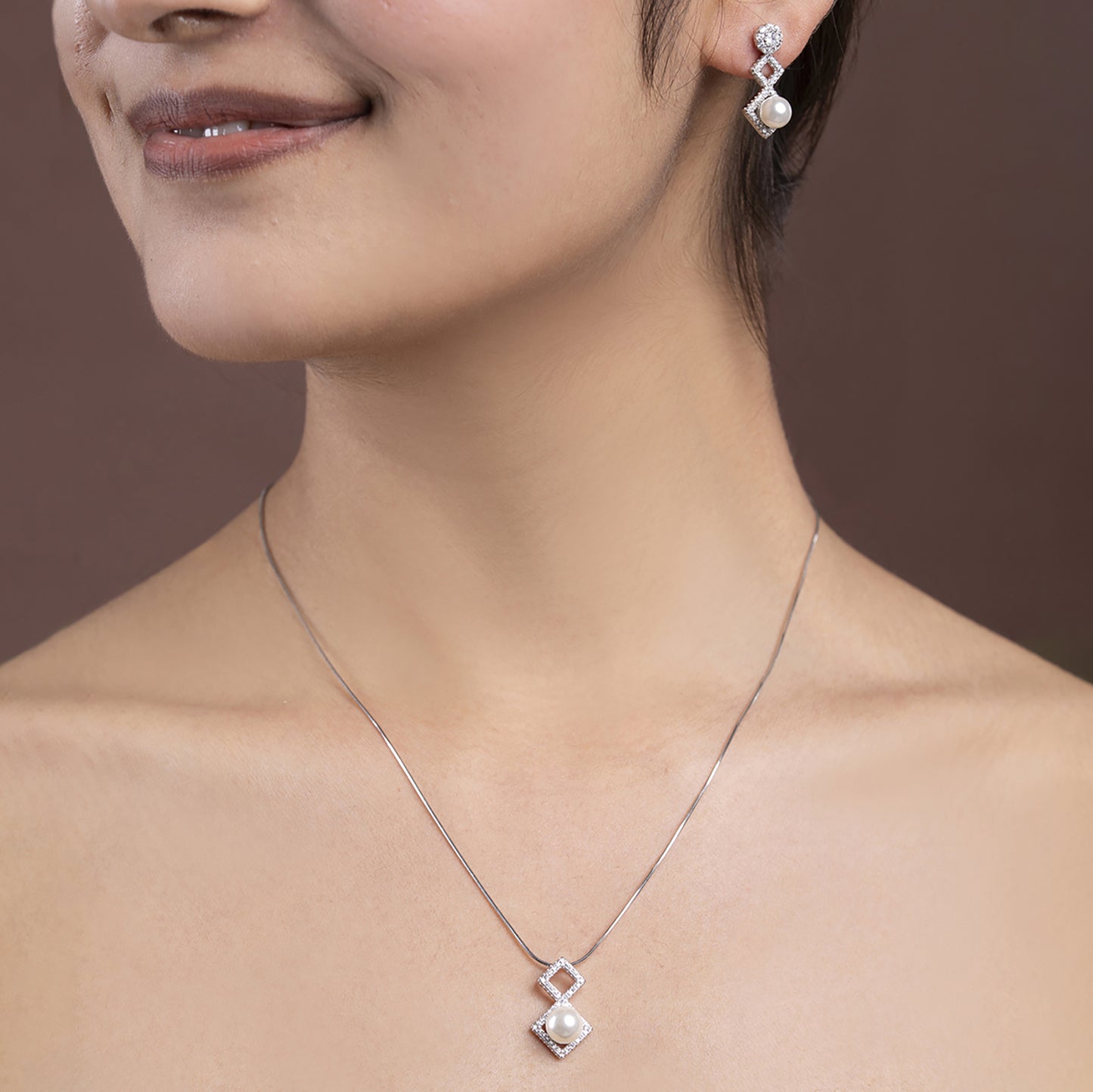 Geometric Glamour pearl Set 925 sterling silver