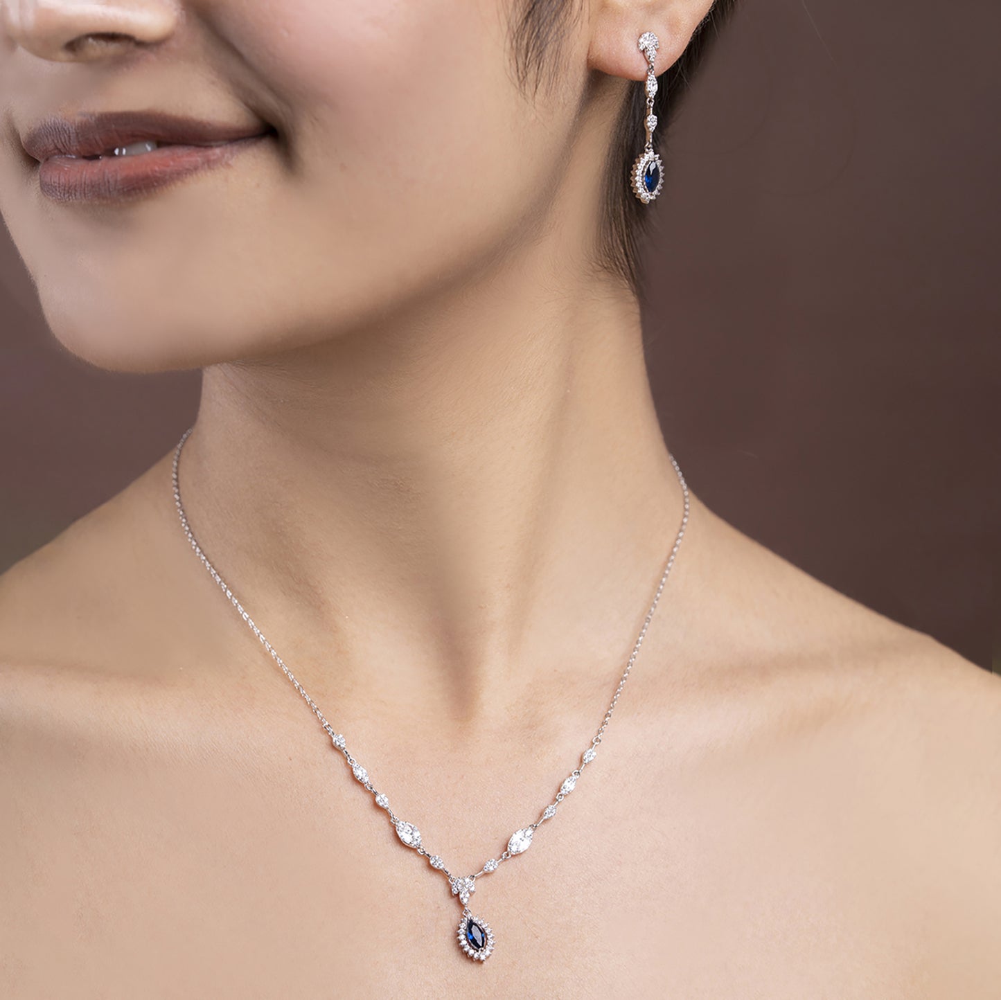 Sapphire pendant Set 925 sterling silver
