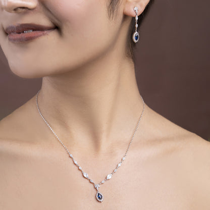 Sapphire pendant Set 925 sterling silver