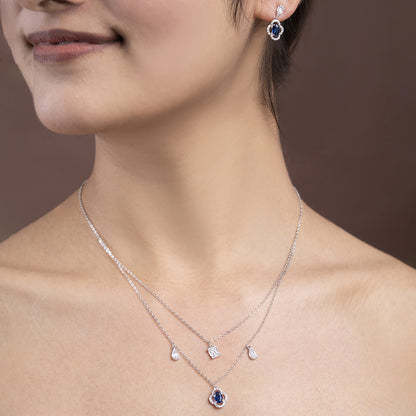 Royal Sapphire-Inspired pendant Set 925 sterling silver