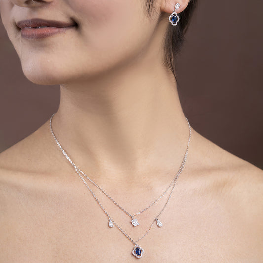 Royal Sapphire-Inspired pendant Set 925 sterling silver