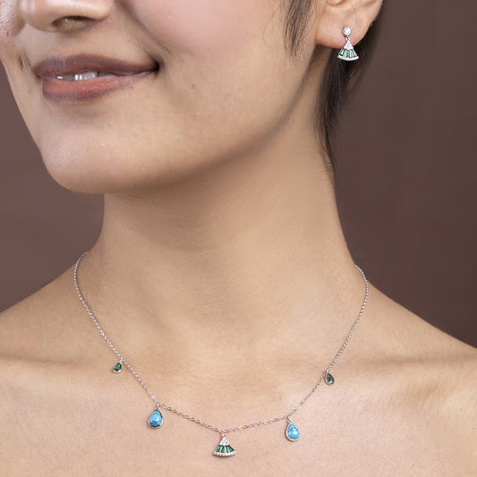 Emerald & Turquoise pendant Set 925 sterling silver