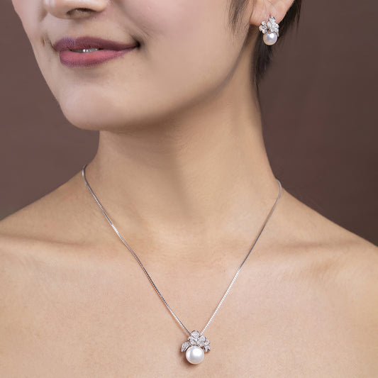 Blooming Pearl pendant Set 925 sterling silver