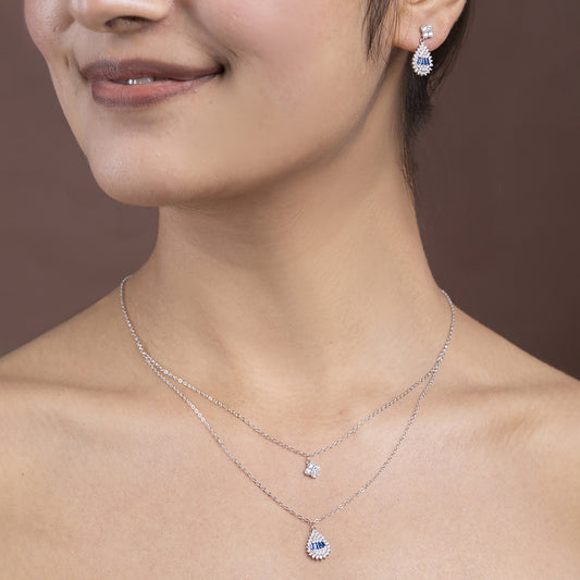 Royal Blue Radiance Layered pendant Set 925 sterling silver