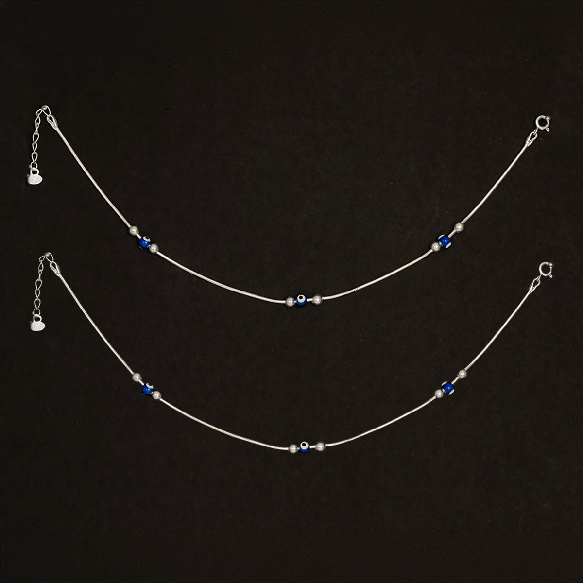 Multi EVIL EYE Anklet 925 Sterling Silver