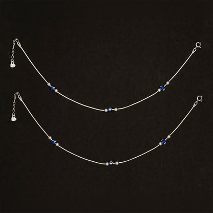 Multi EVIL EYE Anklet 925 Sterling Silver