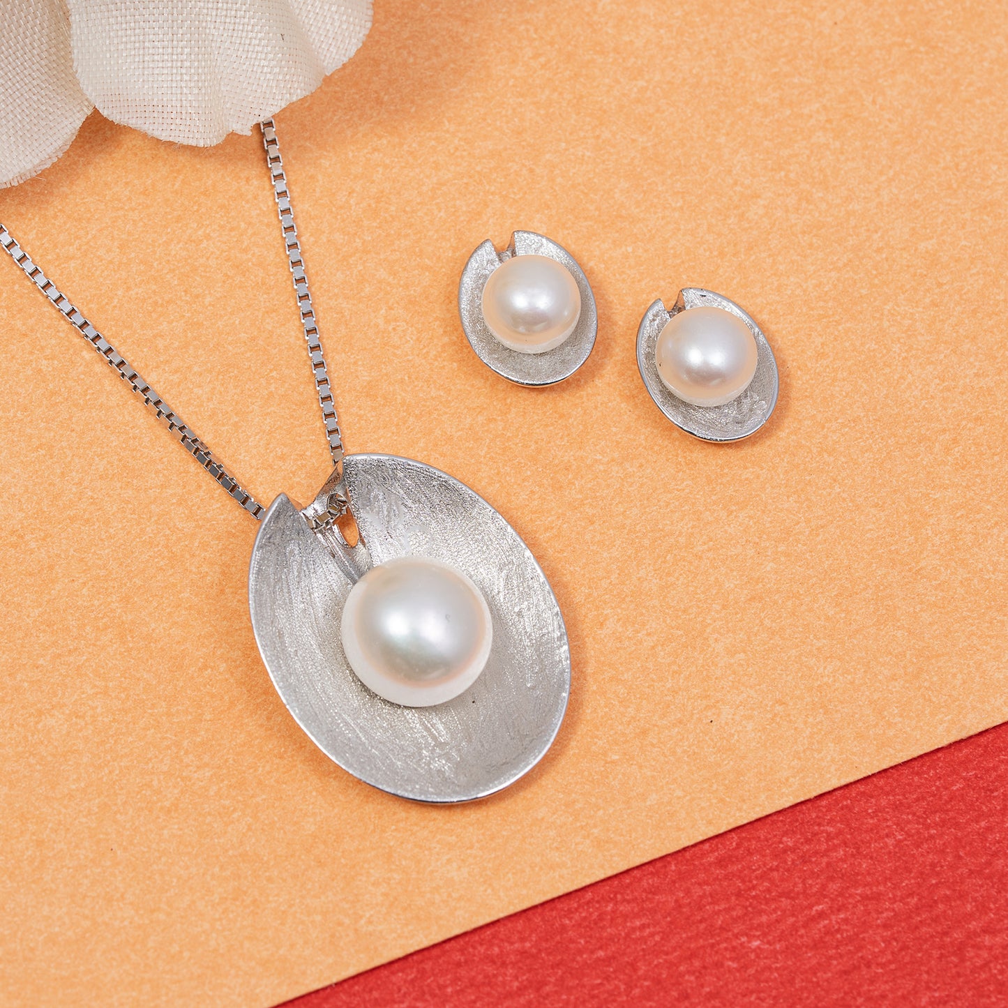 Classic Pearl pendant Set 925 sterling silver