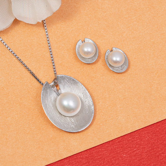 Classic Pearl pendant Set 925 sterling silver