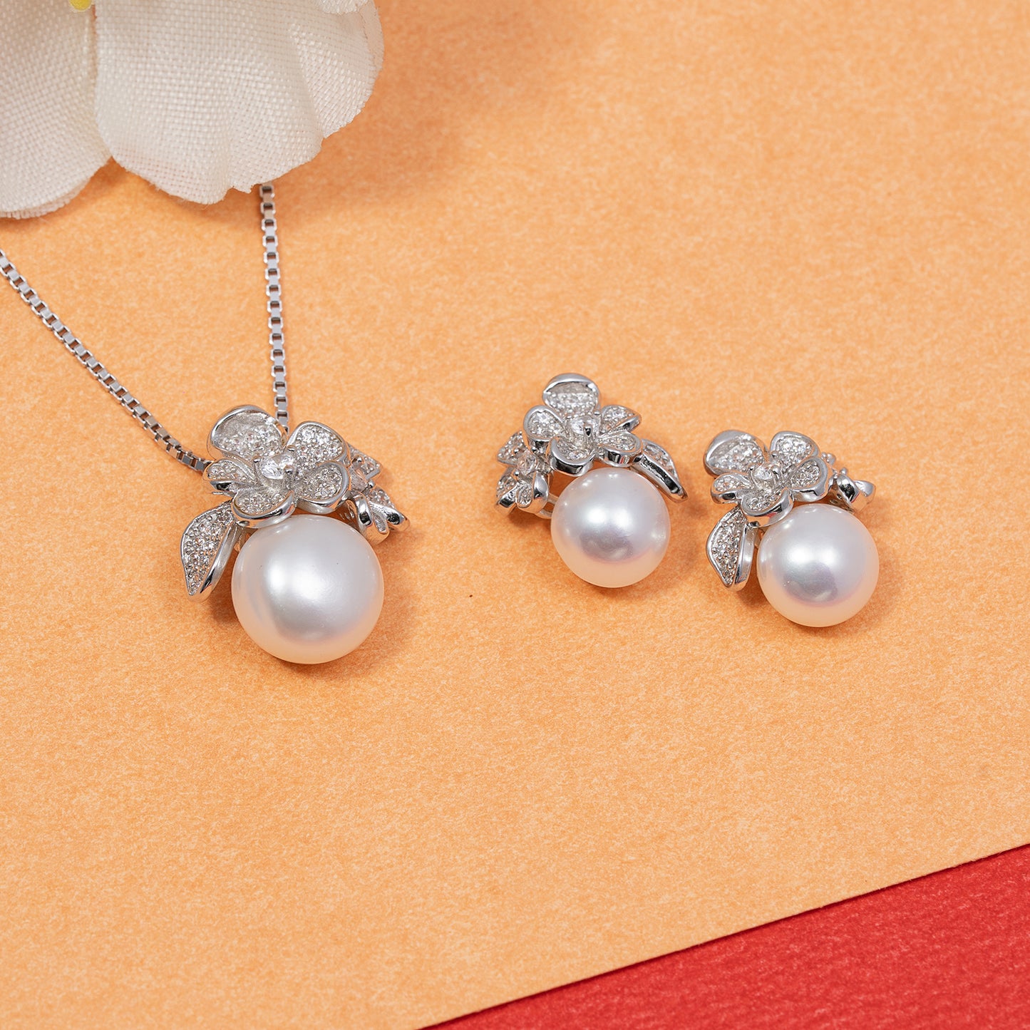Blooming Pearl pendant Set 925 sterling silver