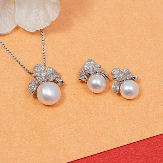 Blooming Pearl pendant Set 925 sterling silver