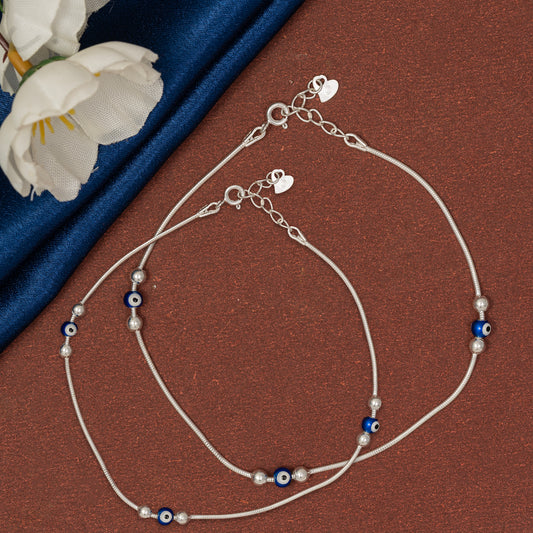 Multi EVIL EYE Anklet 925 Sterling Silver