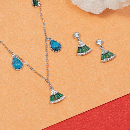 Emerald & Turquoise pendant Set 925 sterling silver