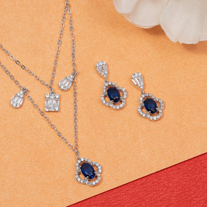 Royal Sapphire-Inspired pendant Set 925 sterling silver