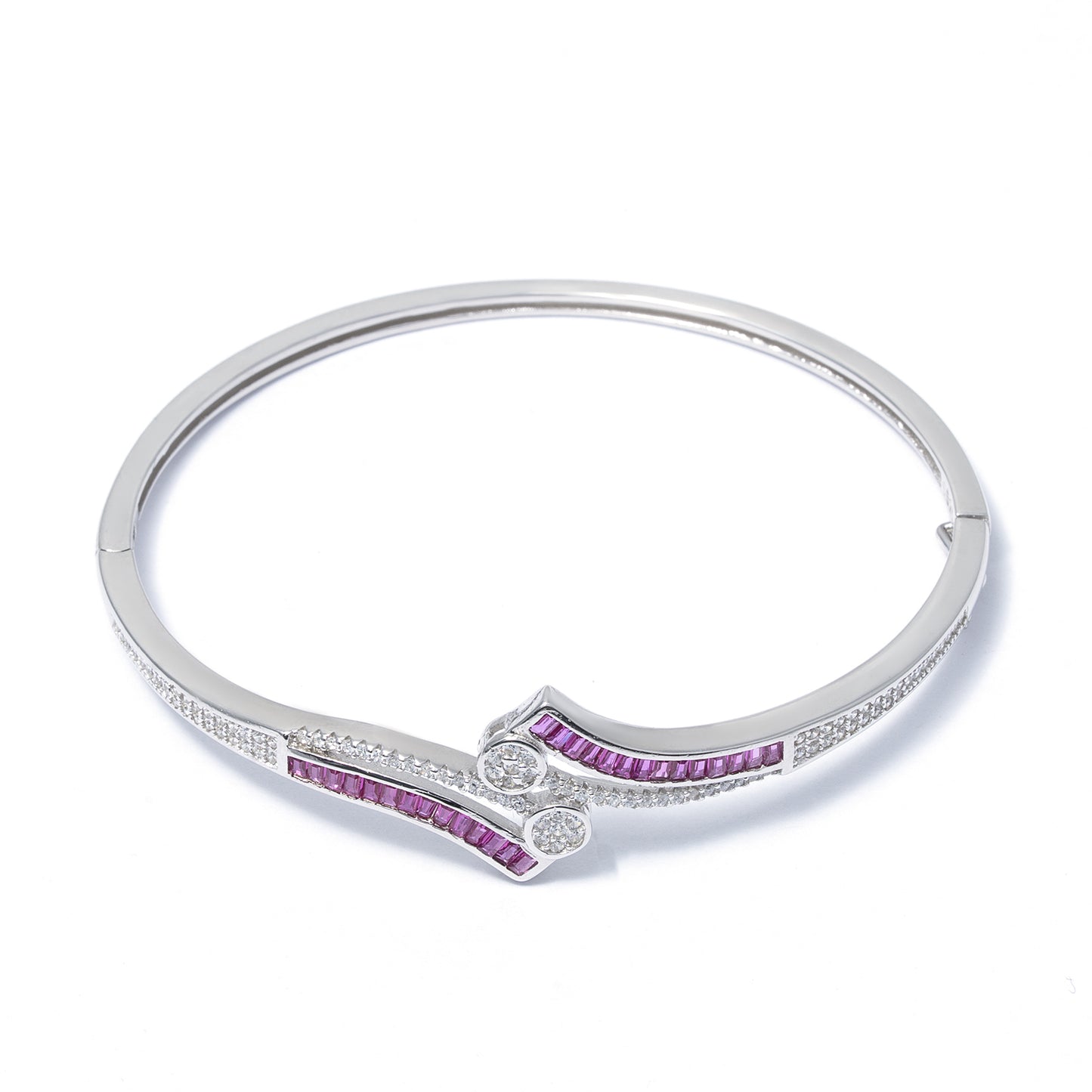 Pink Baguette Daimond style kada 925 sterling silver