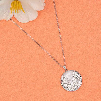 Floral Medallion with Mother-of-Pearl Inlay chain pendant 925 sterling silver