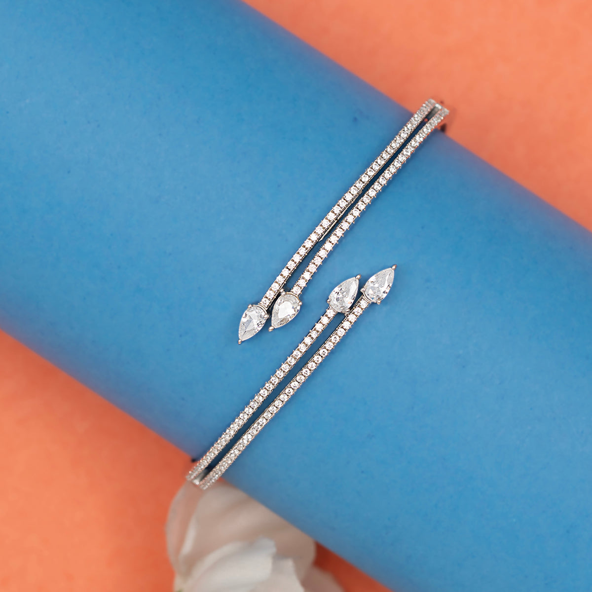 Double Line Teardrop Solitare Kada 925 sterling silver