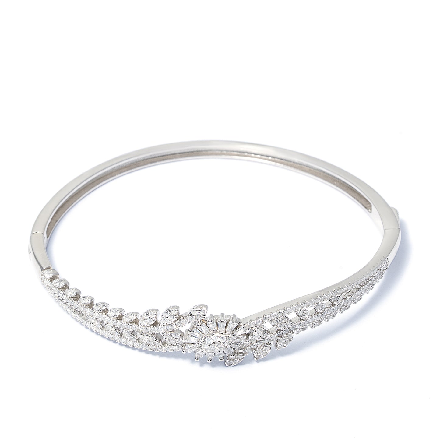 Floral Radiance Diamond style kada 925 sterling silver