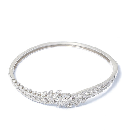 Floral Radiance Diamond style kada 925 sterling silver