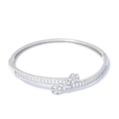 Twin Crystal Bloom Elegance kada 925 sterling silver