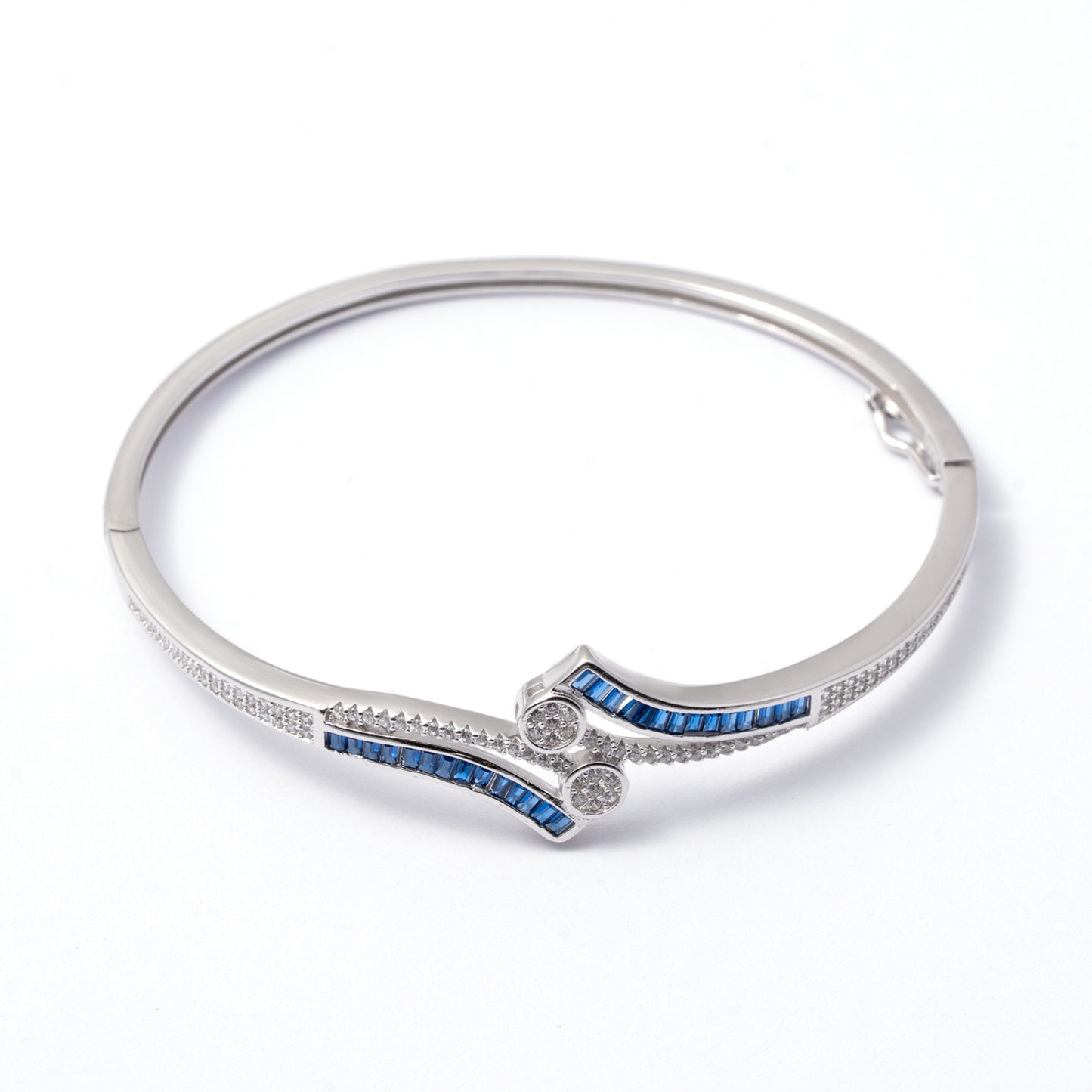 Sapphire & Diamond Wave kada 925 sterling silver