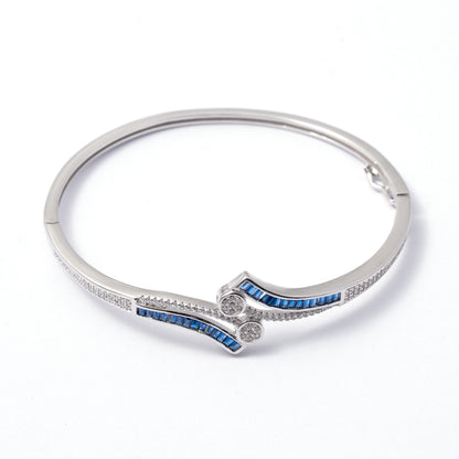 Sapphire & Diamond Wave kada 925 sterling silver