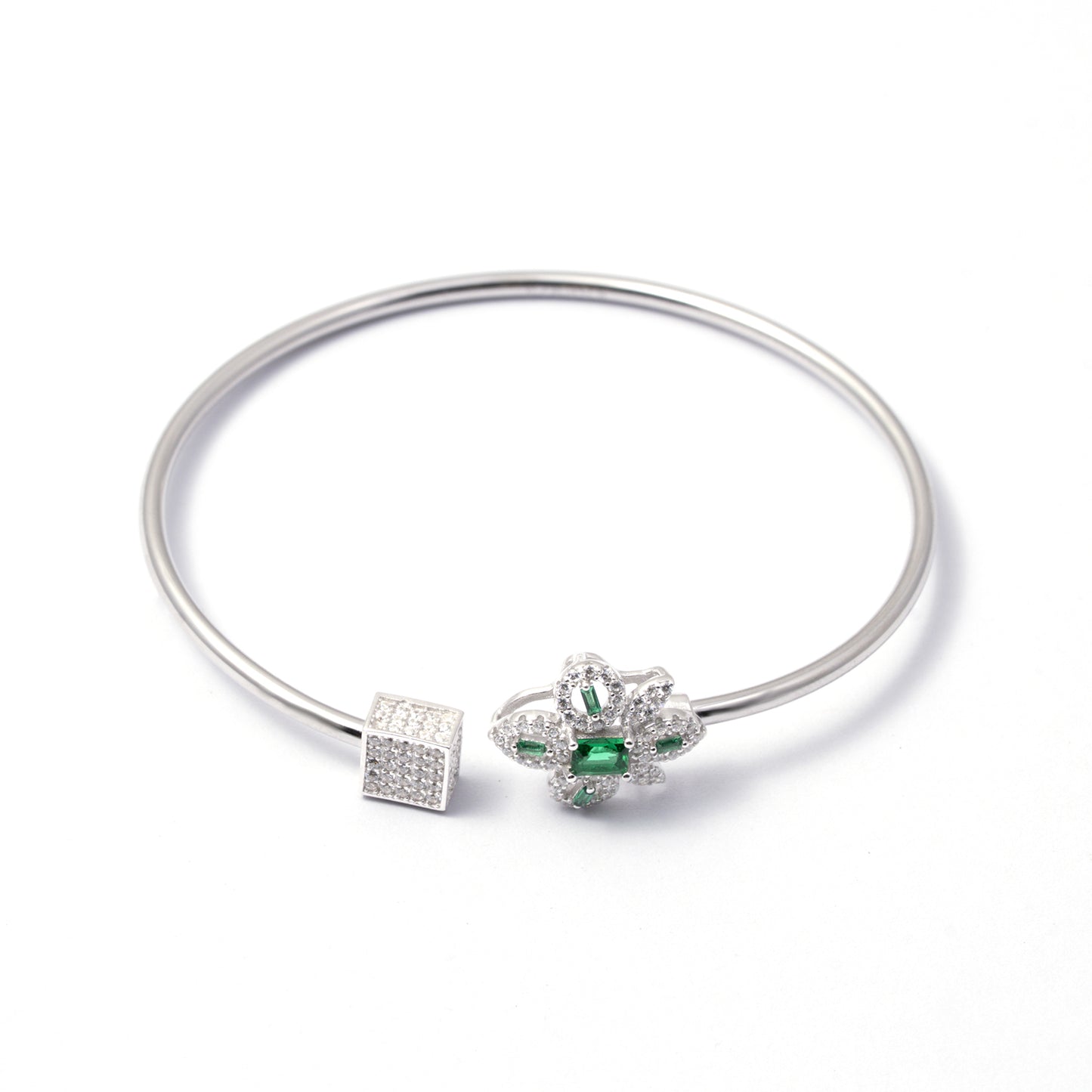 Emerald  Open Bangle kada 925 sterling silver