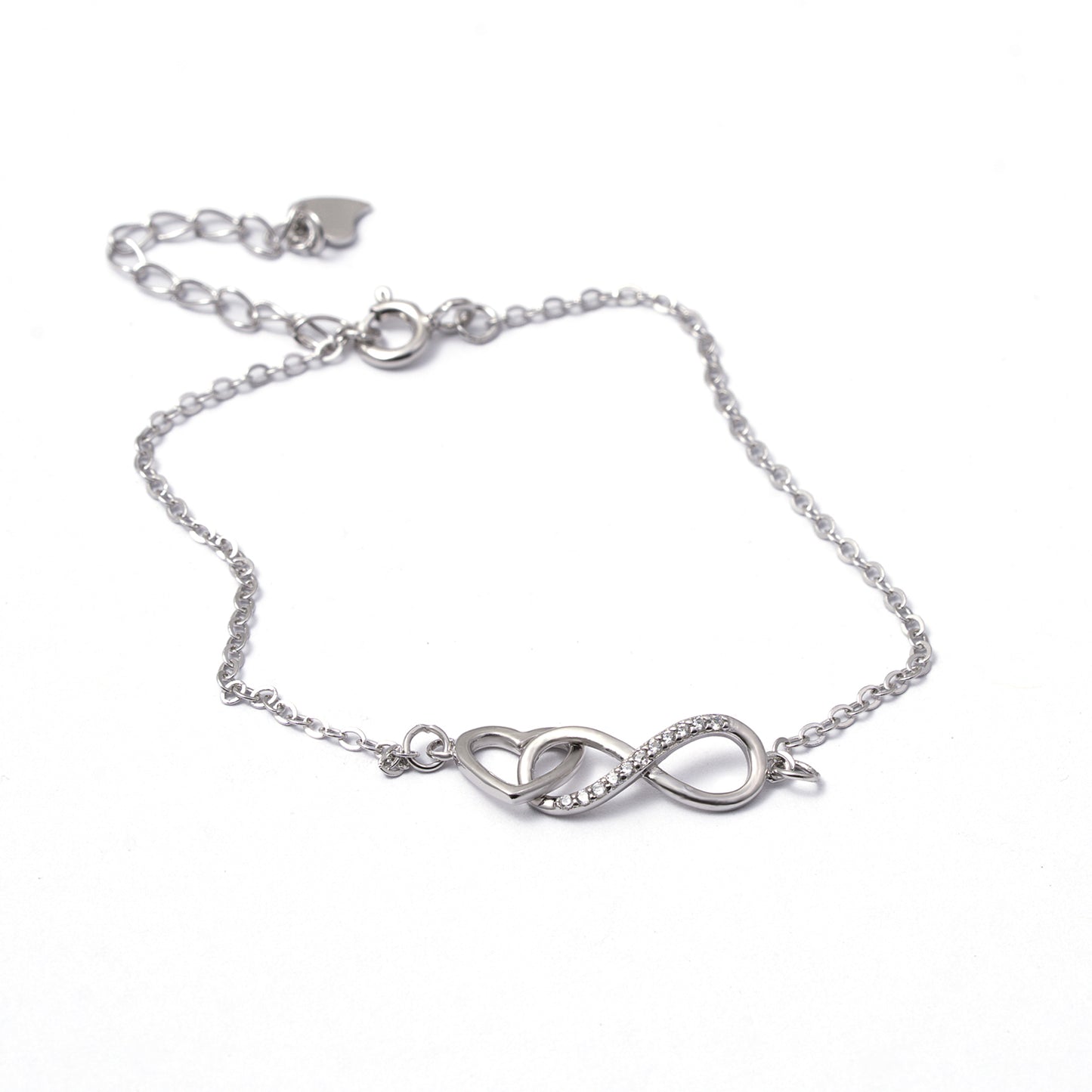 Linked Heart & Infinity Bracelet 925 sterling silver
