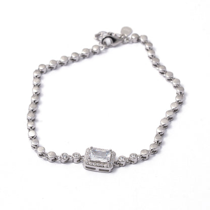 Emerald-Cut Solitaire Station Bracelet 925 sterling silver