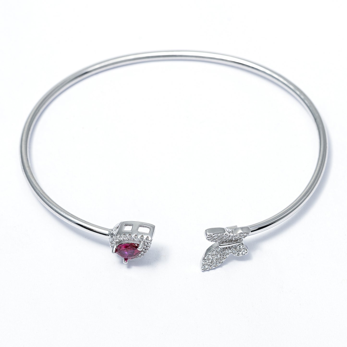 Pear shape Ruby and Buttlerfly  kada 925 sterling silver