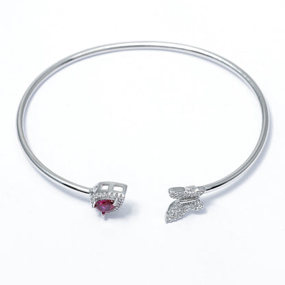 Pear shape Ruby and Buttlerfly  kada 925 sterling silver